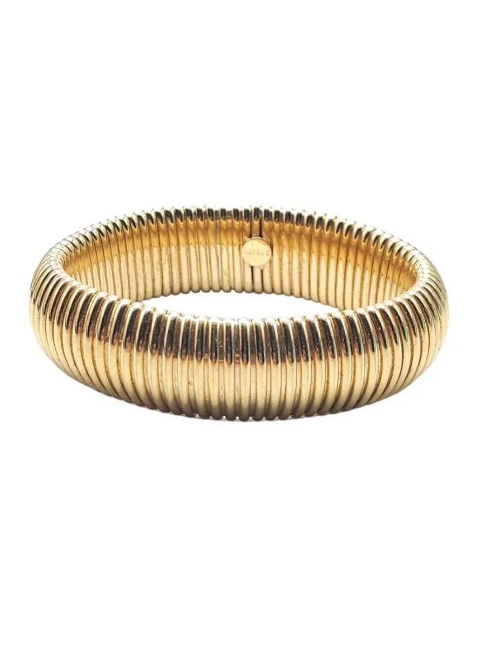 Napier Chunky Tubogas Wide Bangle Bracelet Gold Tone Vintage
